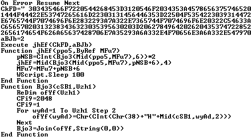 First decrypted layer of VBShower Backdoor