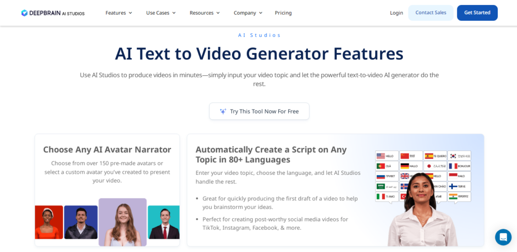 DeepBrain AI is one of the best tool to convert text into video