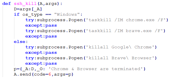 Figure 12. Implementation of the ssh_kill command