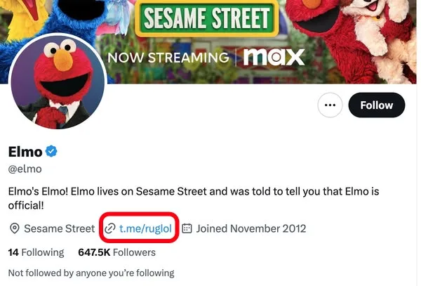 Elmo twitter profile
