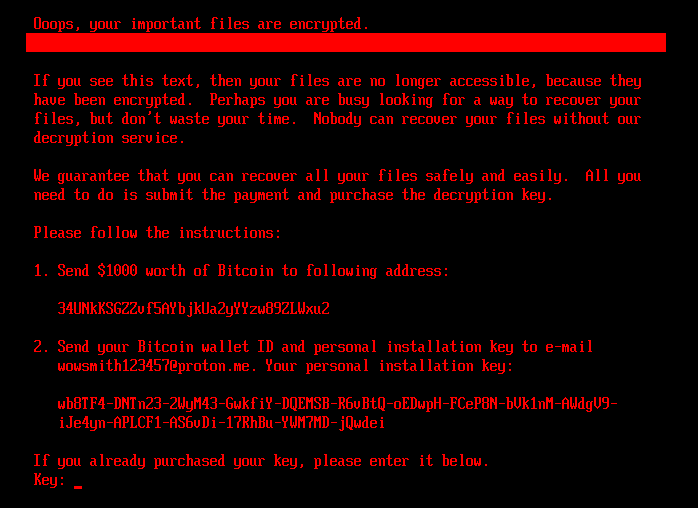 Figure 5. Ransom note from the bootkit installed by the installers without the UEFI Secure Boot bypass Figure 5. Ransom note from the bootkit