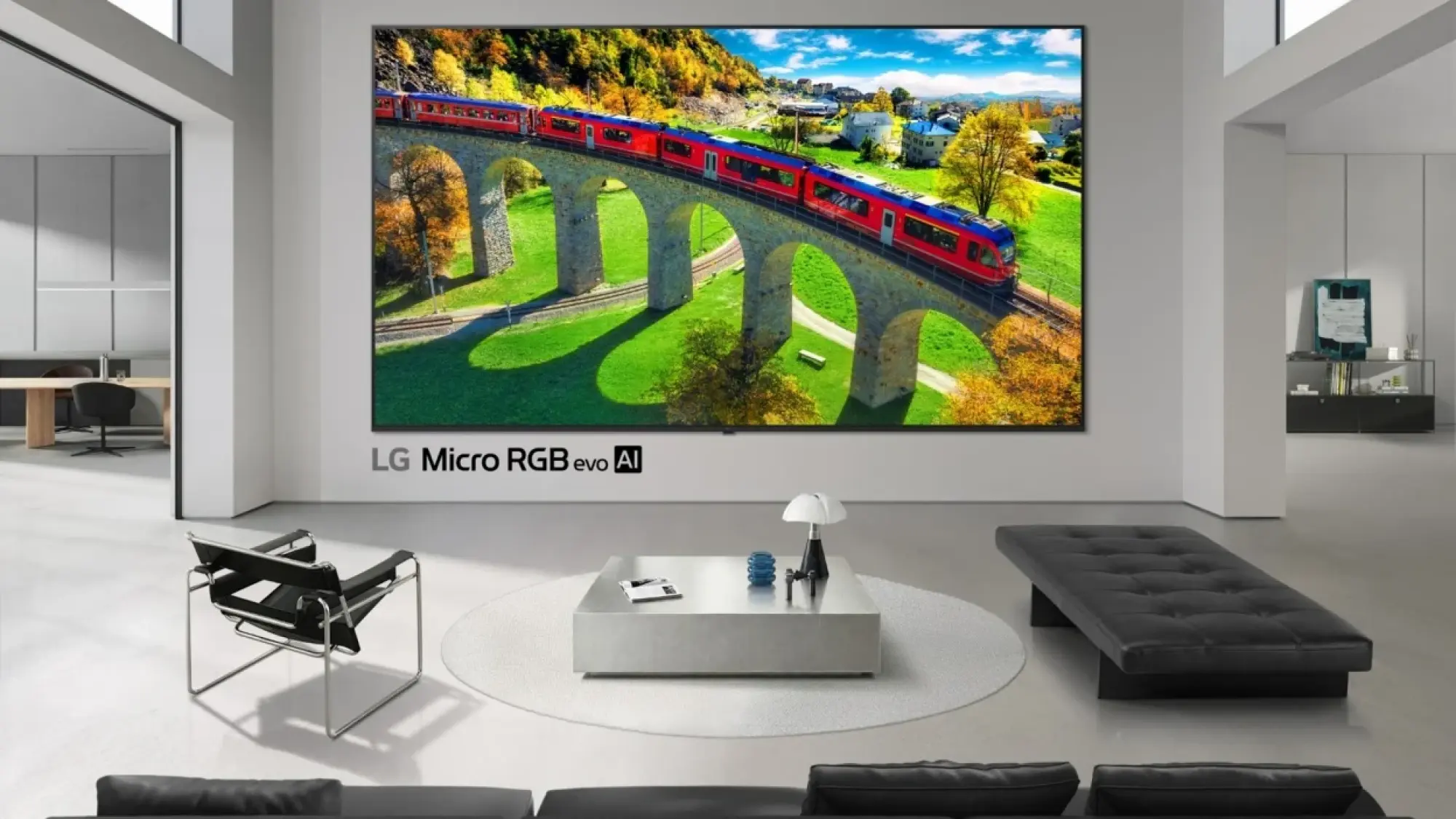 LG microRGB TV on display in modern living room